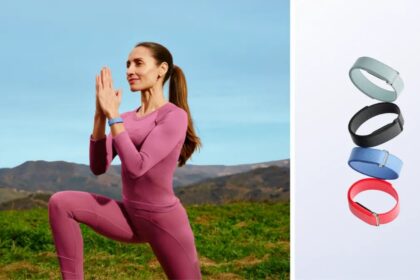 Imagen de una pulsera Fitbit Air en una muñeca, con un diseño minimalista y elegante