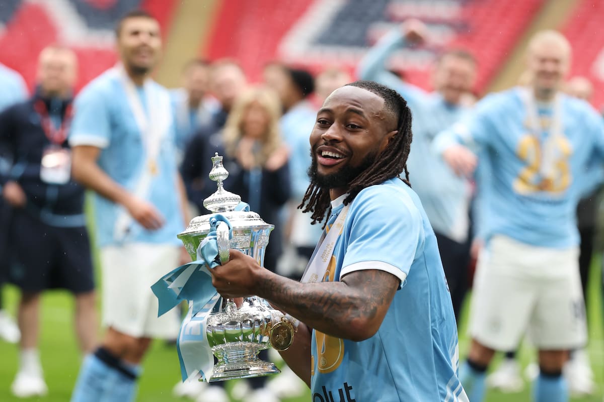 Jugadores de Manchester City celebrando el título de la FA Cup