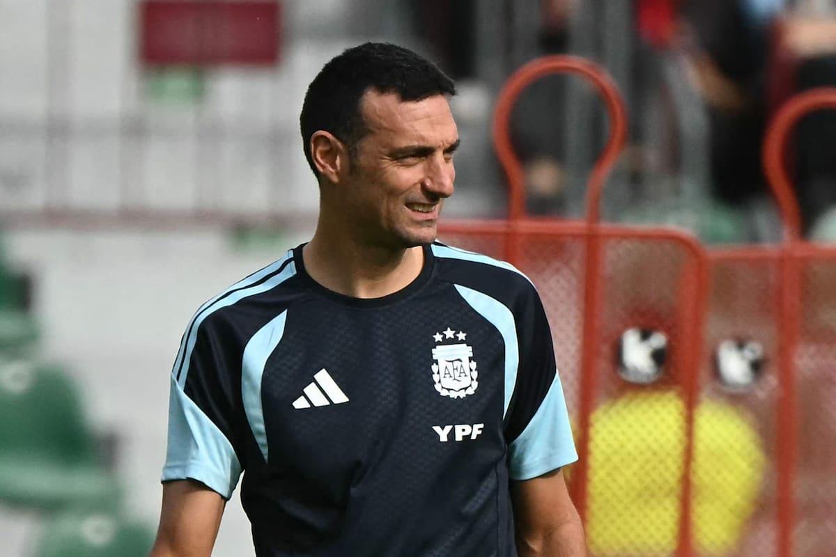 Lionel Scaloni en una imagen de un entrenamiento de la selección argentina