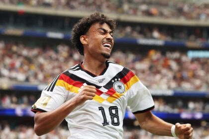 Jugadores de Alemania celebrando un gol durante el partido contra Curazao