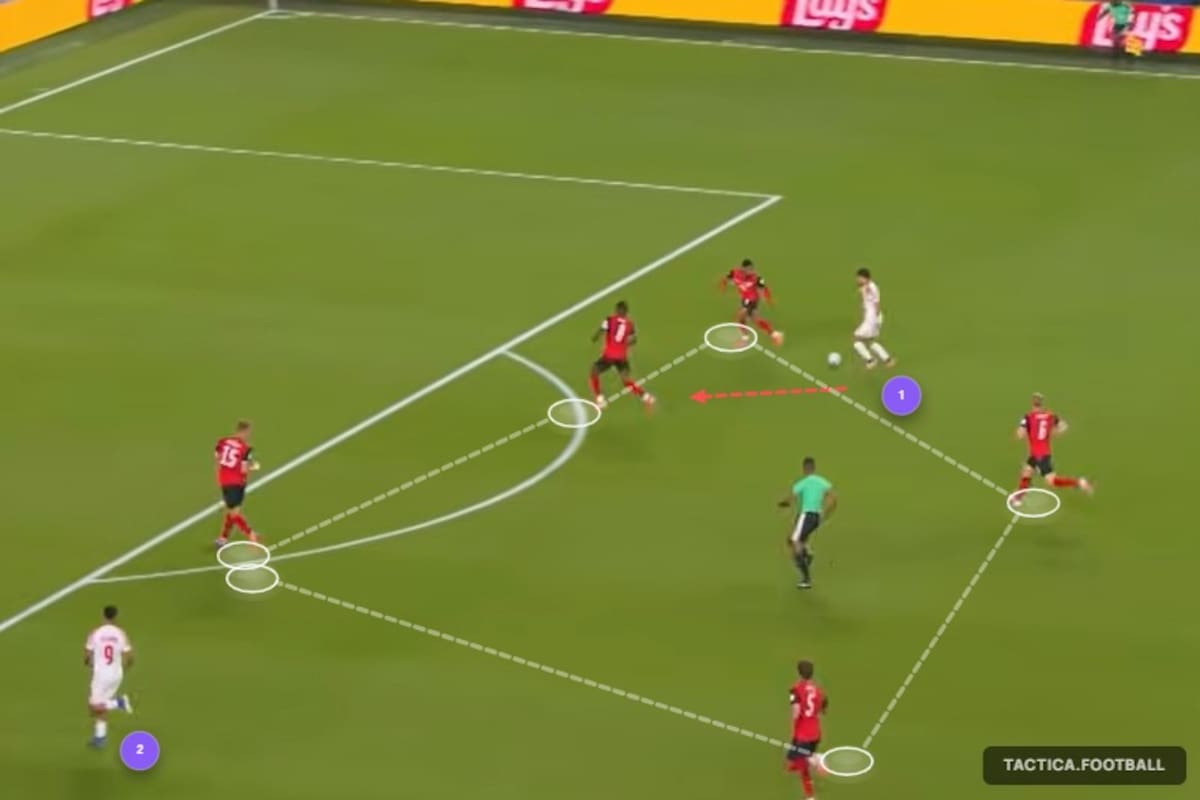 Jugadores de Austria saltando a cabecear un balón en un partido de fútbol