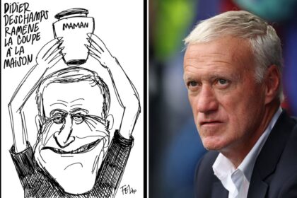 Caricatura de Charlie Hebdo mostrando a Didier Deschamps con una urna, origen de la polémica en Francia