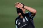 Jugadores de la selección argentina en un entrenamiento con trabajos diferenciados