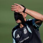 Jugadores de la selección argentina en un entrenamiento con trabajos diferenciados