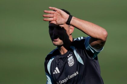 Jugadores de la selección argentina en un entrenamiento con trabajos diferenciados
