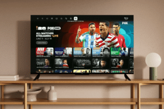 Una Smart TV conectada con cable Ethernet para una experiencia de video en 4K fluida