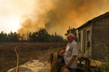 Bomberos y efectivos patrullando zona quemada en Vouzela para evitar reactivación de incendios forestales
