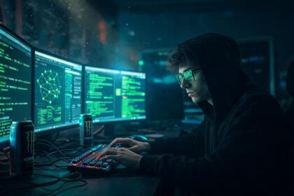 Ilustración de hackers usando ingeniería social en Signal y WhatsApp